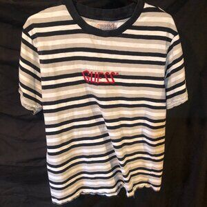 GUESS Originals Embroidered Stripe Tee T-SHIRT MENS BLACK/WHITE/GREY Medium